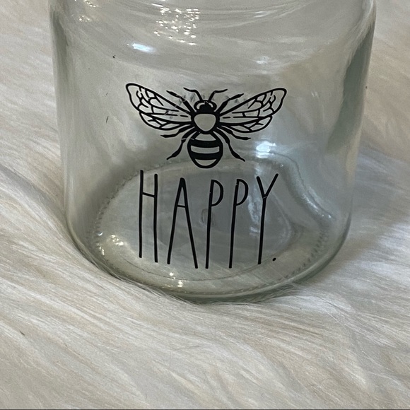 Rae Dunn Bee Happy Clear Glass Storage Jar with Airtight Lid - Picture 2 of 5